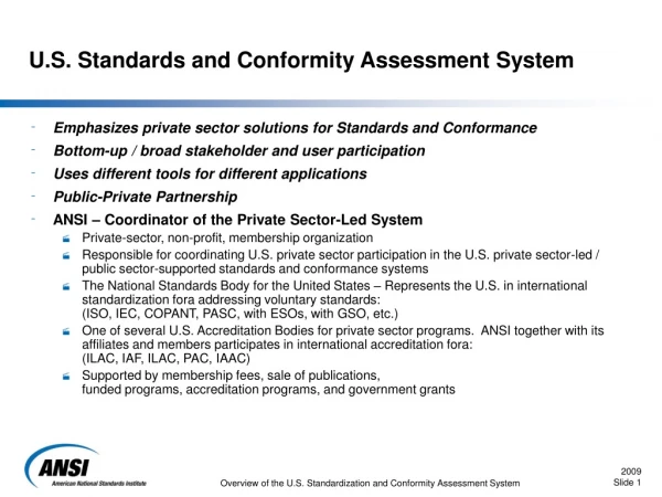 U.S. Standards and Conformity Assessment System