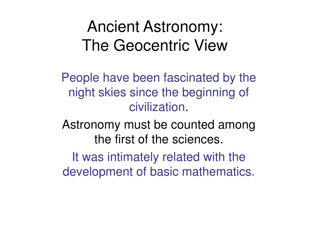 ancient astronomy the geocentric view