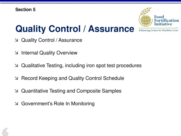 Section 5 Quality Control / Assurance