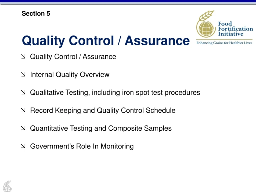 section 5 quality control assurance