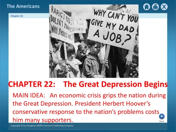 CHAPTER 22:    The Great Depression Begins