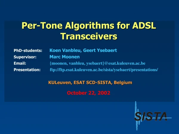 Per-Tone Algorithms for ADSL Transceivers