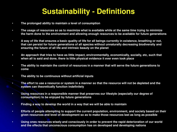 Sustainability - Definitions