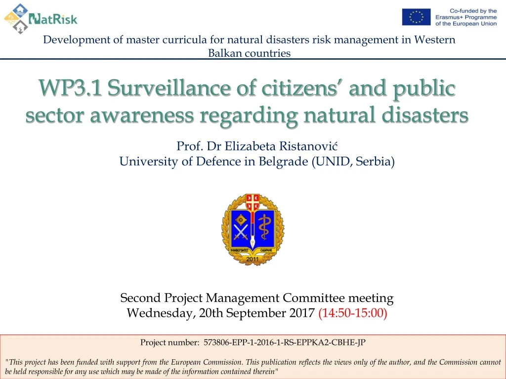 development of master curricula for natural disasters risk management in western balkan countries