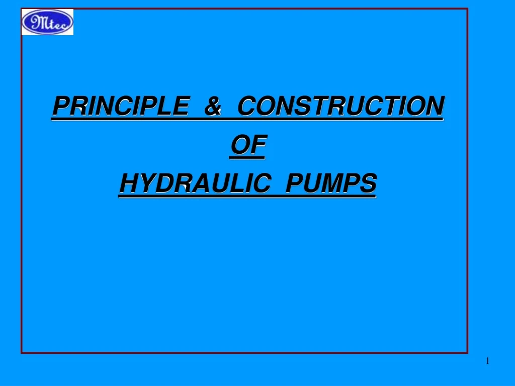 principle construction of hydraulic pumps