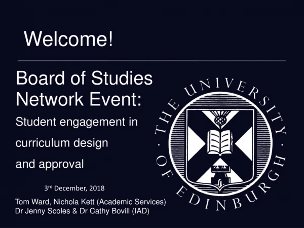 Board of Studies Network Event: Student engagement  in curriculum  design  and  approval