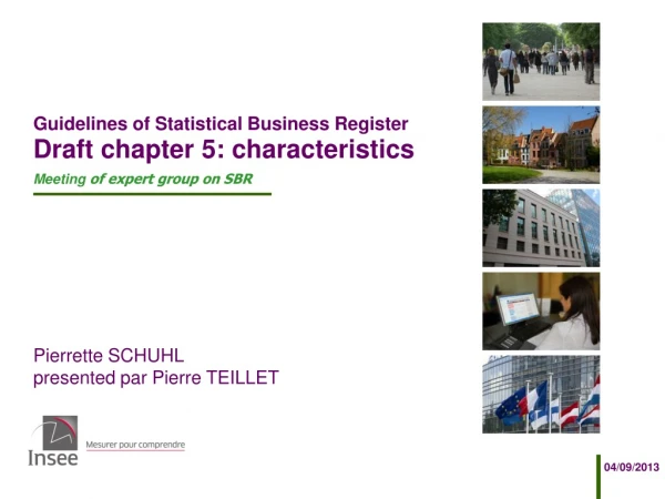 Guidelines of Statistical Business Register Draft chapter 5: characteristics