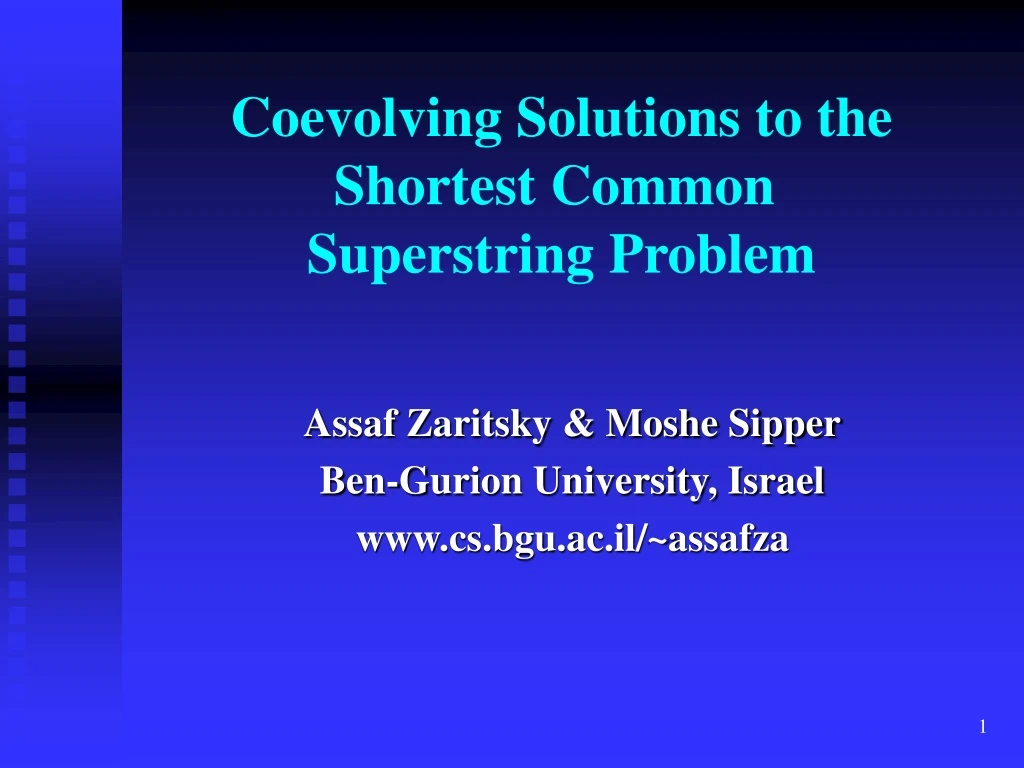 coevolving solutions to the shortest common superstring problem