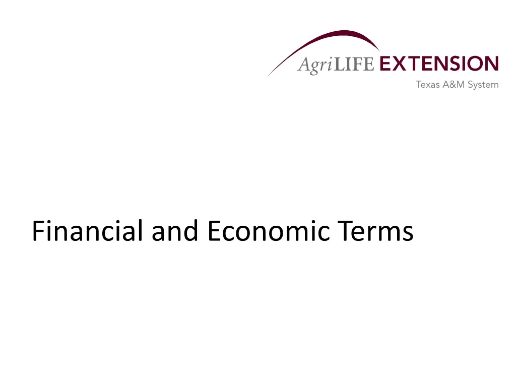 financial and economic terms