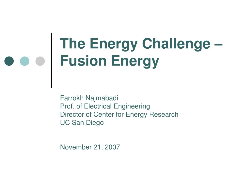 the energy challenge fusion energy