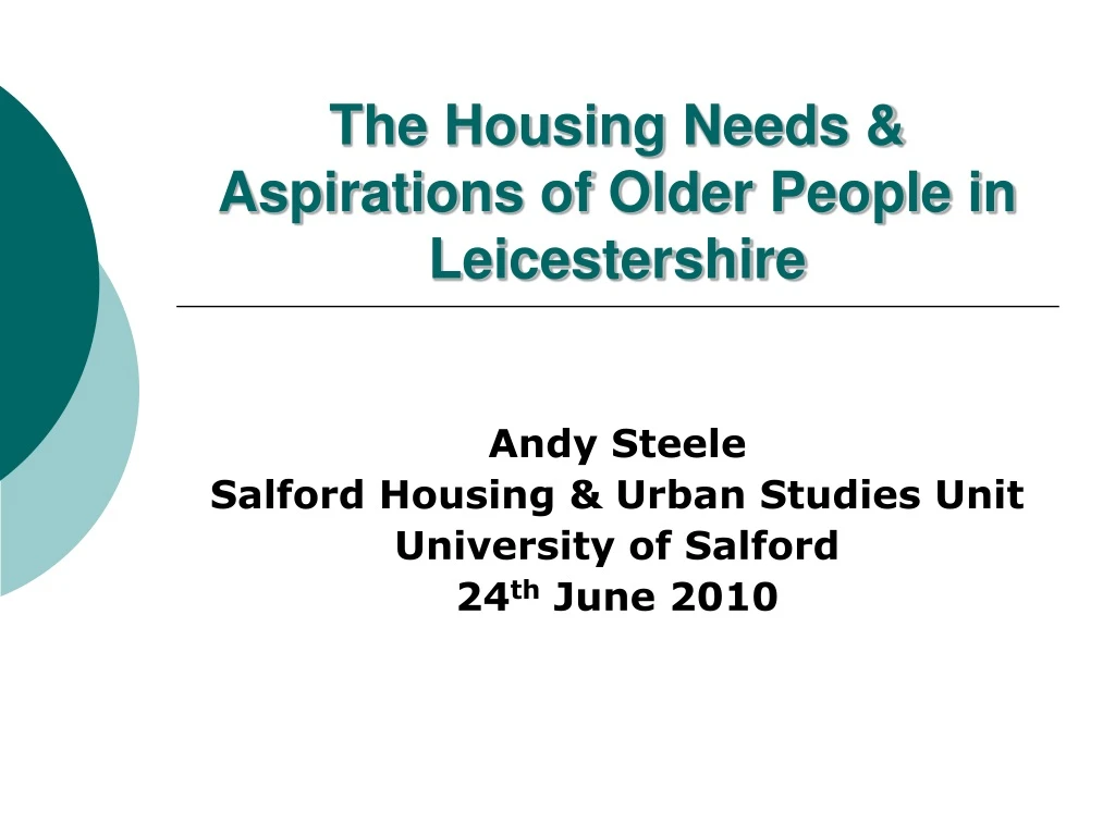the housing needs aspirations of older people in leicestershire