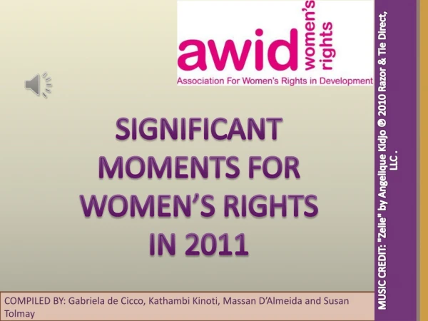 SIGNIFICANT MOMENTS FOR WOMEN’S RIGHTS IN 2011