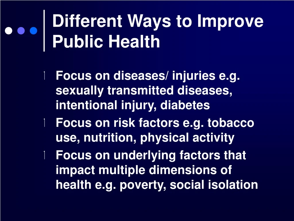 different ways to improve public health