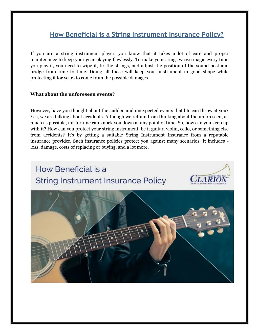 how beneficial is a string instrument insurance