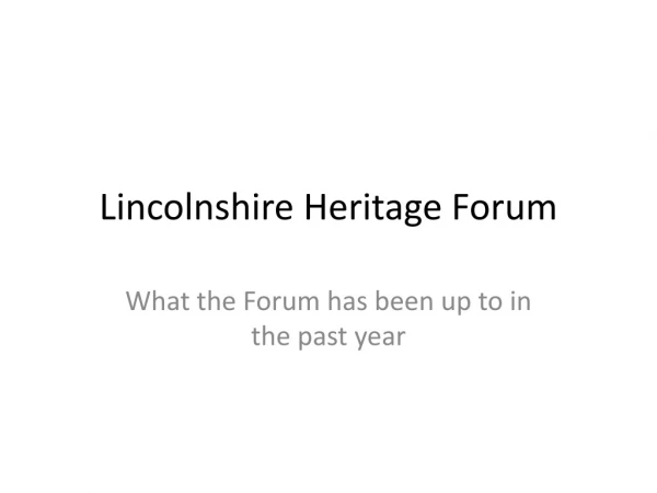 Lincolnshire Heritage Forum