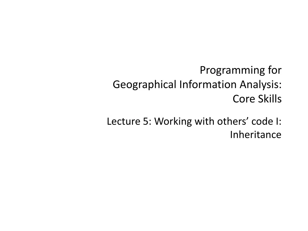 programming for geographical information analysis