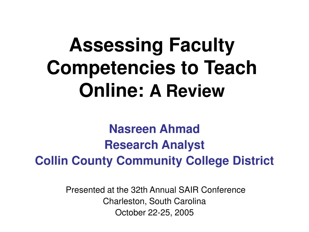 assessing faculty competencies to teach online a review
