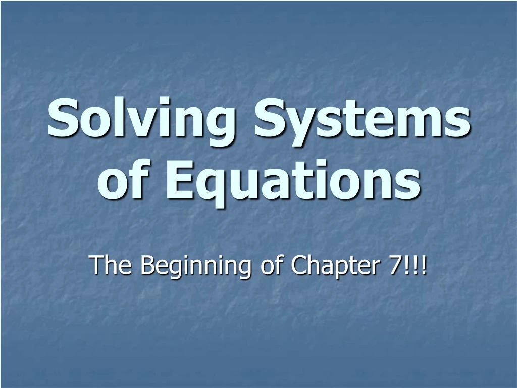 solving systems of equations