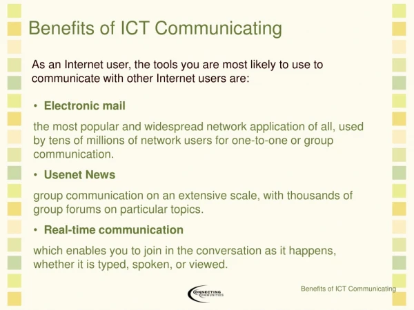 Benefits of ICT Communicating