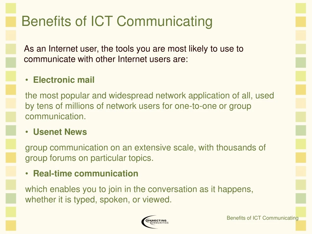 benefits of ict communicating