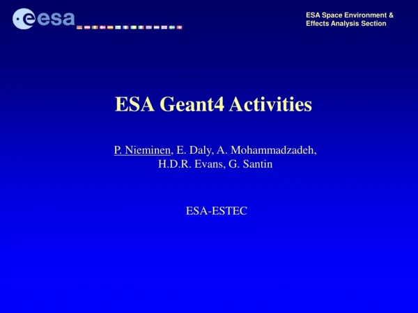 ESA Geant4 Activities