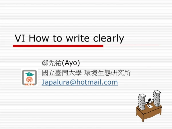 VI How to write clearly
