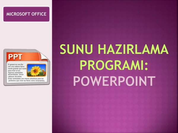 SUNU HAZIRLAMA PROGRAMI: powerpoint