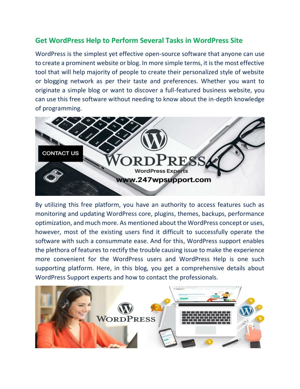 get wordpress help to perform several tasks