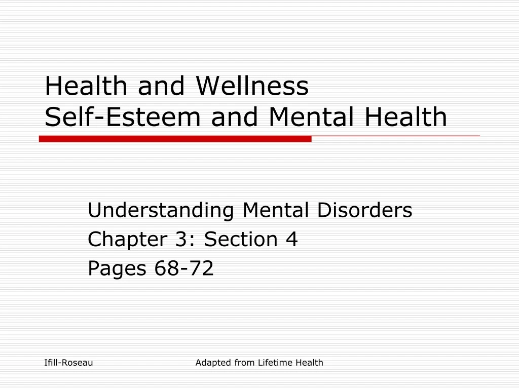 health and wellness self esteem and mental health