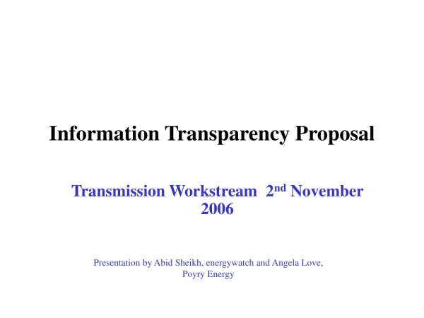 Information Transparency Proposal