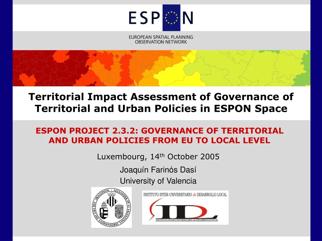 territorial impact assessment of governance of territorial and urban policies in espon space