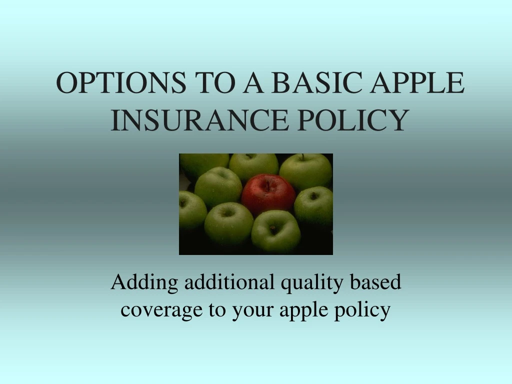 options to a basic apple insurance policy