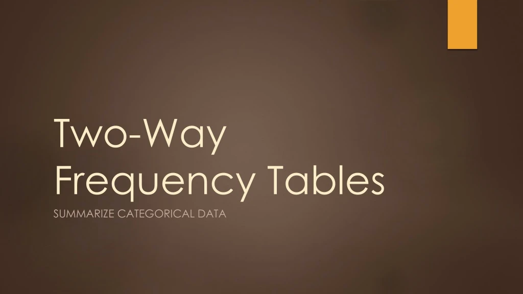 two way frequency tables