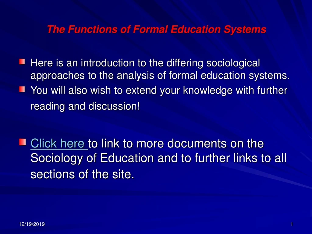 the functions of formal education systems