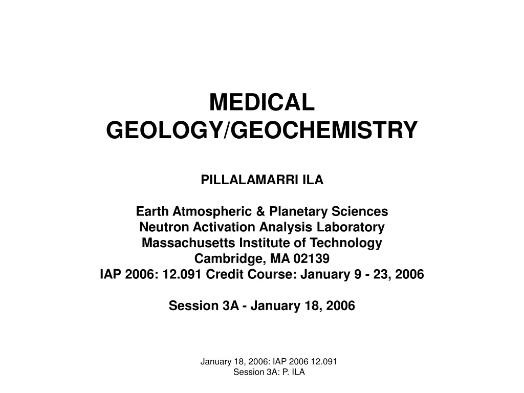 medical geology geochemistry pillalamarri