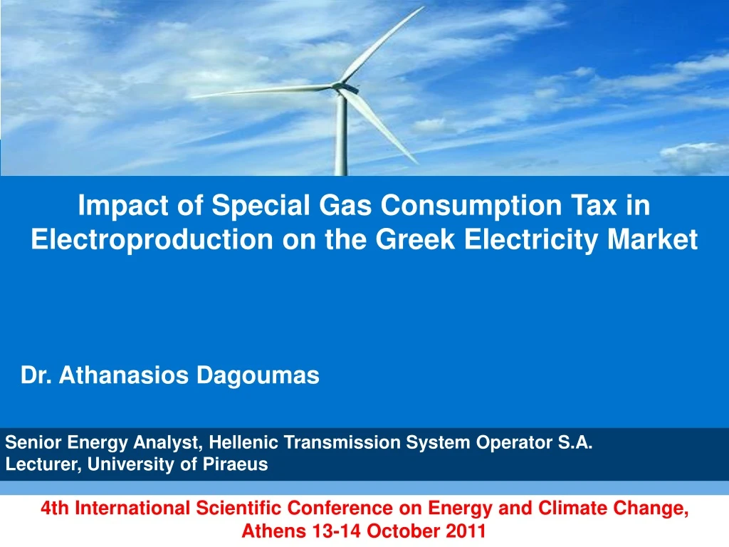 impact of special gas consumption tax in electroproduction on the greek electricity market