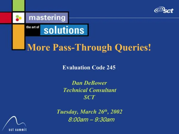 More Pass-Through Queries Evaluation Code 245