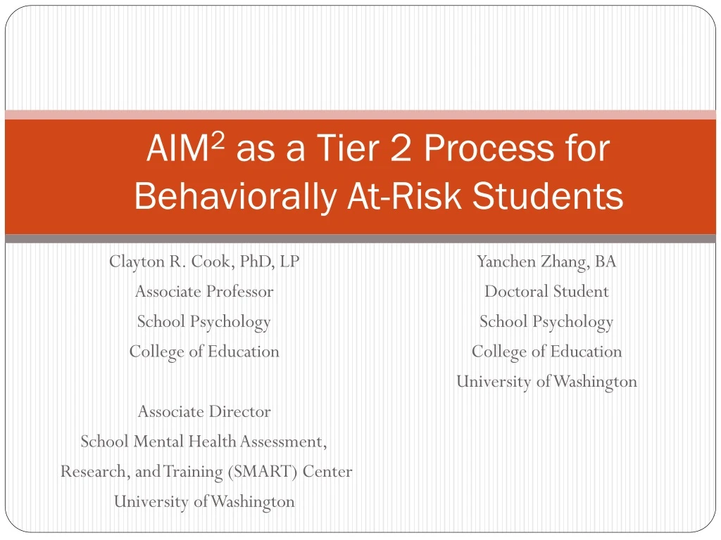 aim 2 as a tier 2 process for behaviorally at risk students