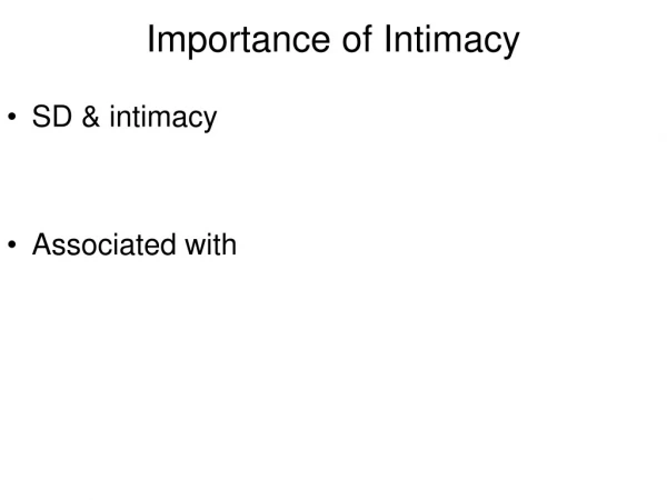 Importance of Intimacy