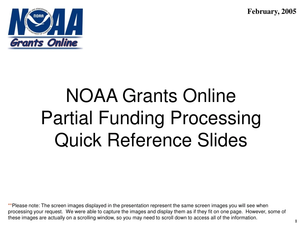noaa grants online partial funding processing quick reference slides