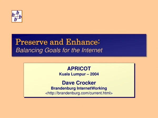 Preserve and Enhance: Balancing Goals for the Internet