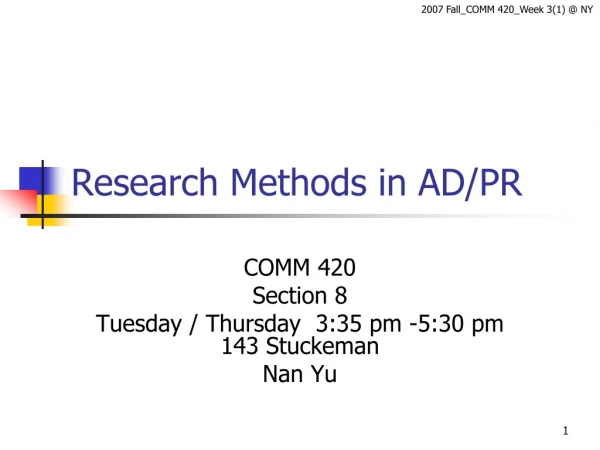 Research Methods in AD/PR