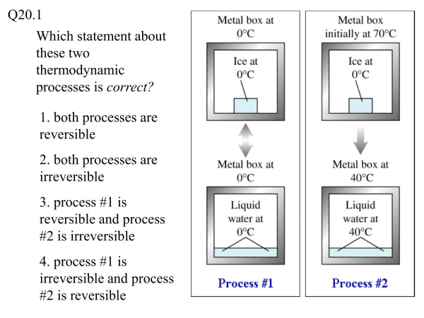 Which statement about these two thermodynamic processes is  correct?