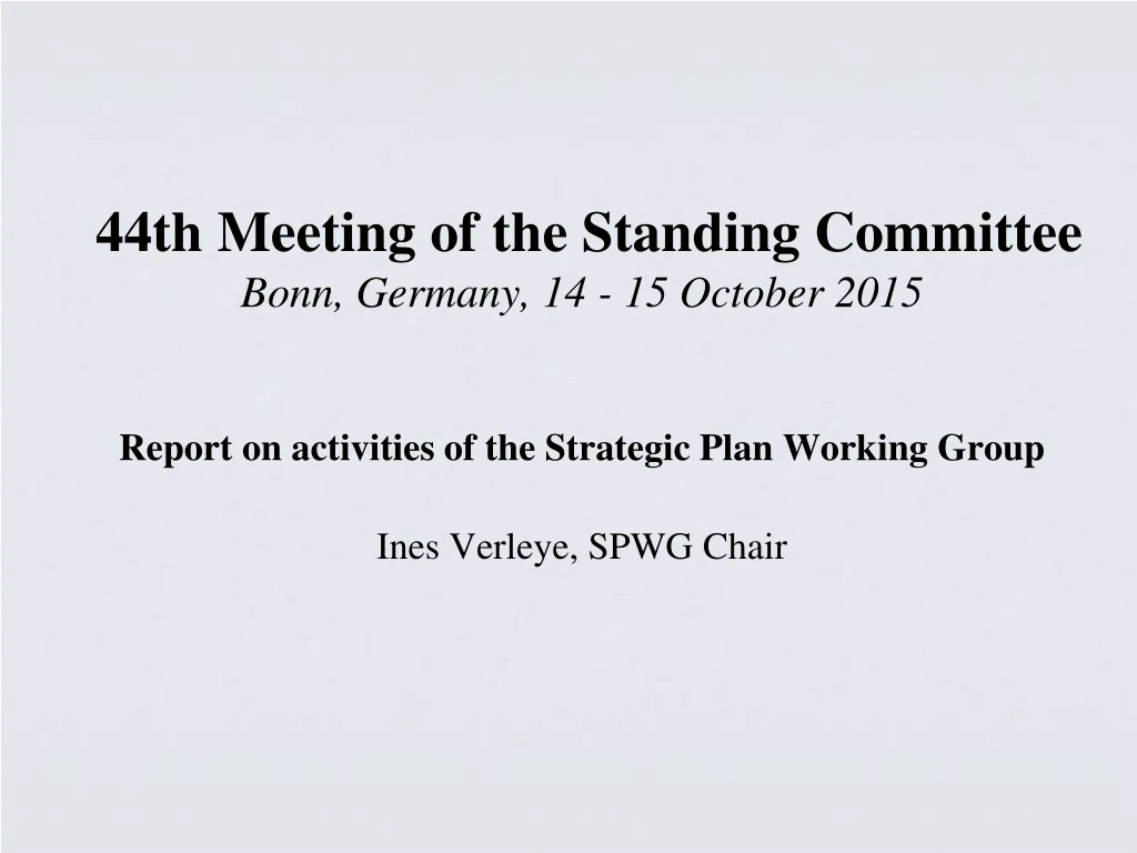 44th meeting of the standing committee bonn