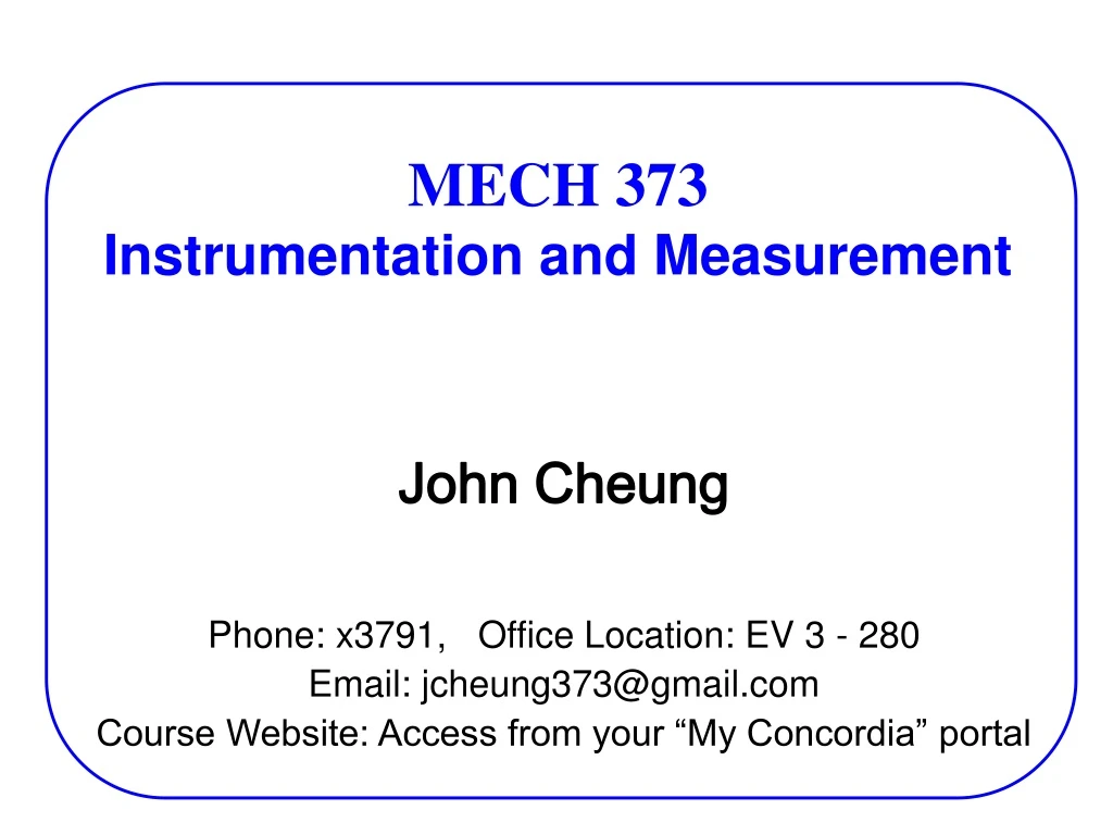 mech 373 instrumentation and measurement