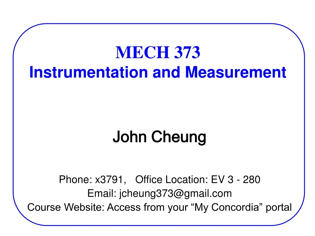 PPT - MECH 373 Instrumentation And Measurement PowerPoint Presentation ...