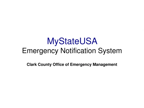 MyStateUSA Emergency Notification System