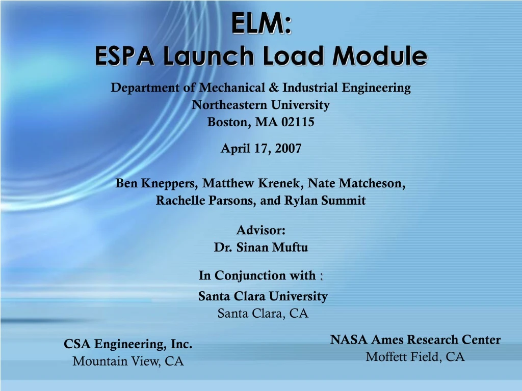 elm espa launch load module