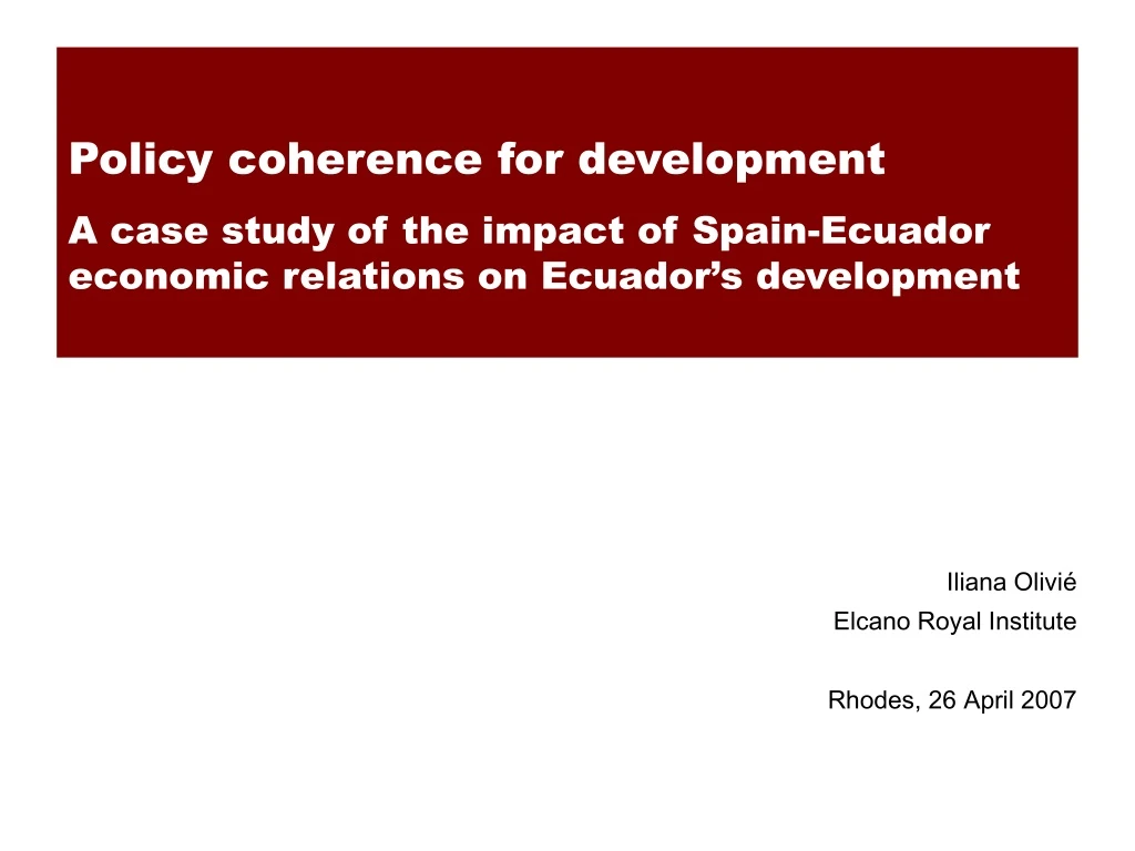 policy coherence for development a case study