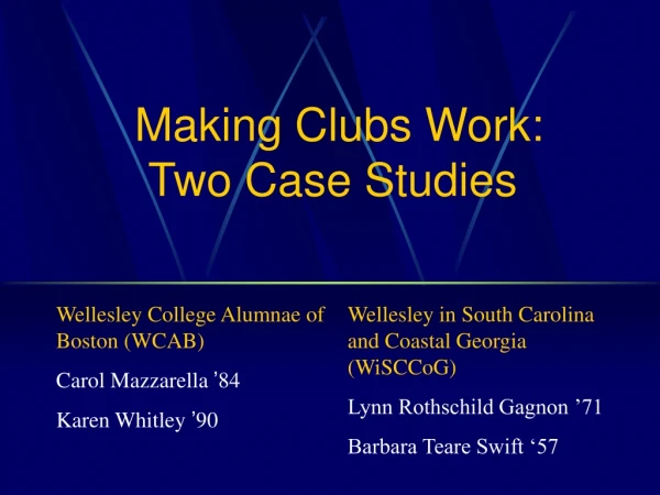 Making Clubs Work: Two Case Studies